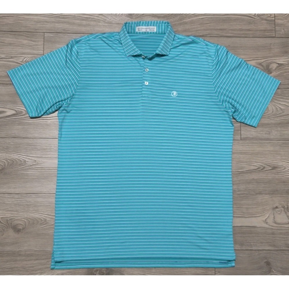 Golf Club Holderness & Bourne Polo Shirt Mens XL Teal Green Blue Stripes